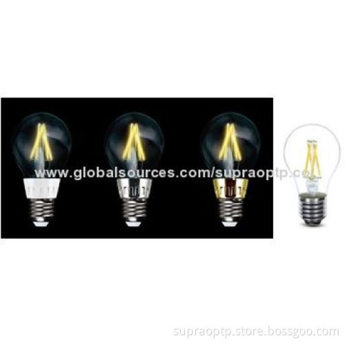 A60/5W LED Filament Light, E26/E27/B22 Base, CE Certified, RoHS Directive-compliant